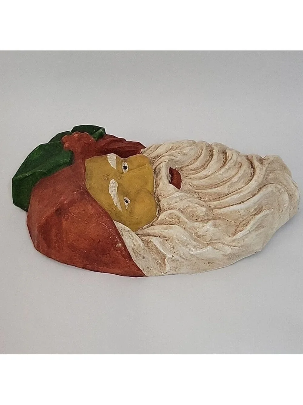 Vtg Large Paper Mache Santa Face Wall Hanging, Display